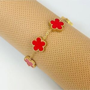 Red Five Leaf Clover Bracelet